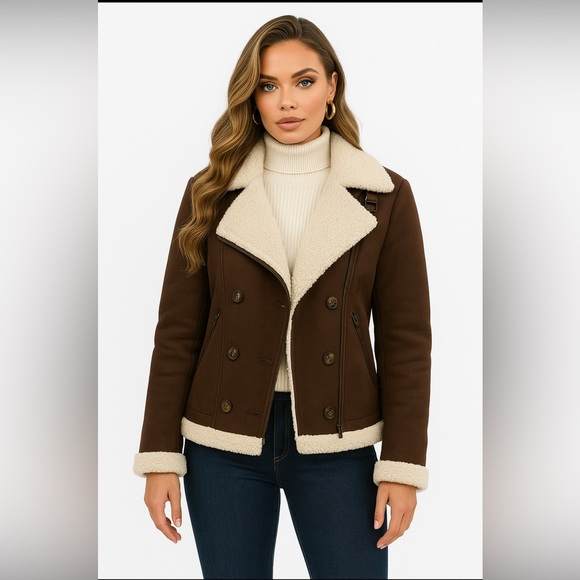 Smart Set Jackets & Blazers - Smart Set Brown Teddy Jacket with Cream Accents/ woman’s size M